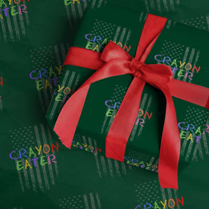 Funny Marine Military Veteran Wrapping Paper Roll Crayon Eater American Flag TS11 Green Print Your Wear