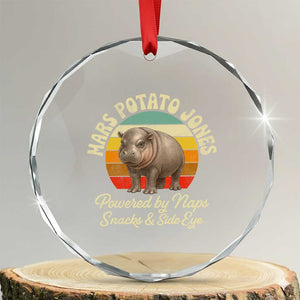 Funny Mars Potato Jones Crystal Glass Ornament Powered by Naps Snacks Side Eye Pygmy Hippo TS11 Transparent Glass 3'' Circle Print Your Wear