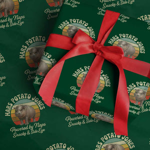 Funny Mars Potato Jones Wrapping Paper Roll Powered by Naps Snacks Side Eye Pygmy Hippo TS11 Green Print Your Wear