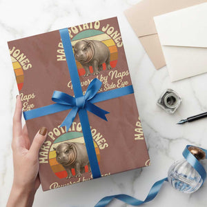 Funny Mars Potato Jones Wrapping Paper Roll Powered by Naps Snacks Side Eye Pygmy Hippo TS11 Mocha Print Your Wear