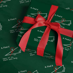 Funny Math Wrapping Paper Roll Find X Here It Is That Was Easy TS02 Green Print Your Wear