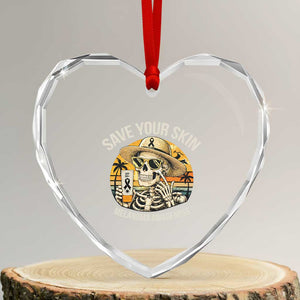 Funny Melanoma Cancer Awareness Graphic Heart Crystal Glass Ornament Save Your Skin TS12 Transparent Glass 3'' Heart Print Your Wear