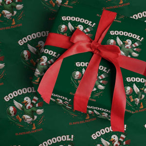 Funny Merlin the Duck Mexico Soccer Supporter Wrapping Paper Roll El Pato Del Partido Goooool Football Fans TS02 Green Print Your Wear