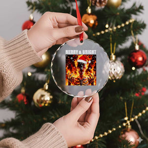 Funny Merry And Bright Crystal Glass Ornament Christmas Chaos Xmas Skeleton Fire Flames TS11 Print Your Wear