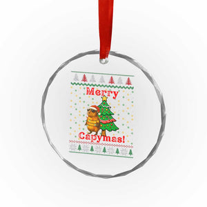 Funny Merry Capymas Crystal Glass Ornament Capybara Xmas Party TS12 Print Your Wear