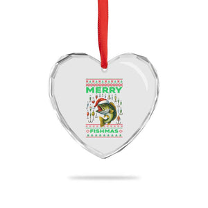 Funny Merry Fishmas Ugly Sweater Heart Crystal Glass Ornament Fisherman Christmas Gift TS12 Print Your Wear