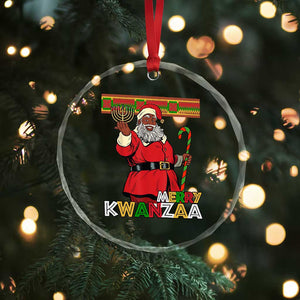 Funny Merry Kwanzaa Christmas Crystal Glass Ornament African American Black Santa Kinara Candles TS11 Print Your Wear