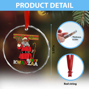 Funny Merry Kwanzaa Christmas Crystal Glass Ornament African American Black Santa Kinara Candles TS11 Print Your Wear