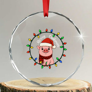 Funny Merry Oinkmas Crystal Glass Ornament Farmer Christmas Pig Lover Gift TS12 Transparent Glass 3'' Circle Print Your Wear