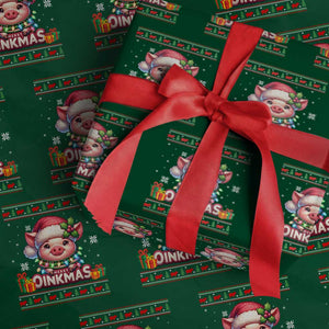 Funny Merry Oinkmas Wrapping Paper Roll Pig Lover Ugly Christmas Gift TS12 Green Print Your Wear