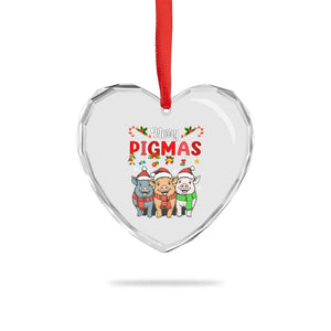 Funny Merry Pigmas Heart Crystal Glass Ornament Christmas Pigs Farm Gift TS12 Print Your Wear