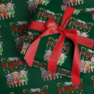 Funny Merry Pigmas Wrapping Paper Roll Christmas Pigs Farm Gift TS12 Green Print Your Wear