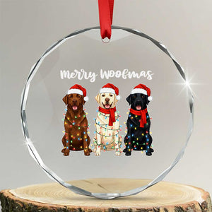 Funny Merry Woofmas Crystal Glass Ornament Labrador Funny Christmas Dog Lover Gift TS12 Transparent Glass 3'' Circle Print Your Wear
