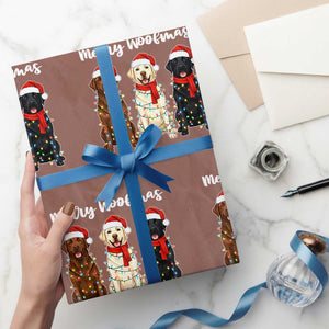 Funny Merry Woofmas Wrapping Paper Roll Labrador Funny Xmas Dog Lover Gift TS12 Mocha Print Your Wear