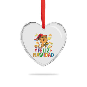 Funny Mexican Cat Christmas Heart Crystal Glass Ornament Feliz Navidad Sombrero Kitty Xmas TS14 Print Your Wear
