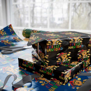 Funny Mexican Cat Christmas Wrapping Paper Roll Feliz Navidad Sombrero Kitty Xmas TS14 Black Print Your Wear