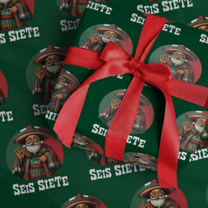 Funny Mexican Christmas 67 Wrapping Paper Roll Seis Siete Santa In Mexico TS11 Green Print Your Wear
