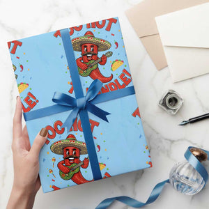 Funny Mexican Jalapeno Wrapping Paper Roll Too Hot To Handle Cinco De Mayo Party TS12 Light Blue Print Your Wear