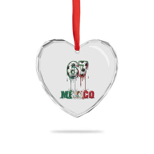 Funny Mexico Soccer 67 Meme Heart Crystal Glass Ornament Chicano Soccer Lovers TS12 Print Your Wear