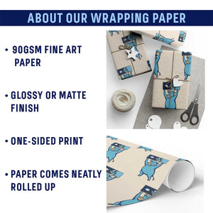 Funny Minnesota Folklore Babe The Blue Ox Wrapping Paper Roll Ice Out TS12 Print Your Wear