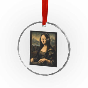 Funny Mona Lisa Bass Face Crystal Glass Ornament Vintage DJ Producer Music Lover Gift