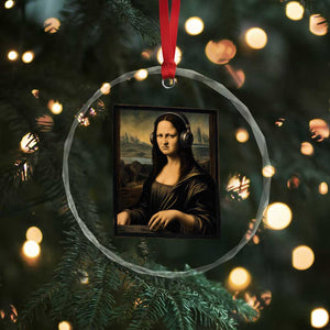Funny Mona Lisa Bass Face Crystal Glass Ornament Vintage DJ Producer Music Lover Gift