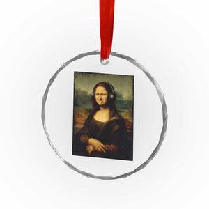 Funny Mona Lisa Bass Face Music Lovers DJs Crystal Glass Ornament