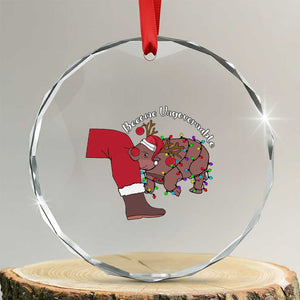 Funny Moo Deng Christmas Crystal Glass Ornament Become Ungovernable Reindeer Xmas Santa TS11 Transparent Glass 3'' Circle Print Your Wear