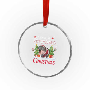 Funny Moo Deng Christmas Crystal Glass Ornament I Want A Hippopotamus For Christmas Santa Baby Pygmy TS11 Print Your Wear