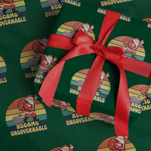 Funny Moo Deng Christmas Wrapping Paper Roll Become Ungovernable Xmas Santa TS11 Green Print Your Wear