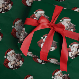 Funny Moo Deng Christmas Wrapping Paper Roll Santa Cute Hippo Zoo Meme Baby Pygmy TS11 Green Print Your Wear