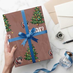 Funny Moo Deng Christmas Wrapping Paper Roll What Santa Cute Hippo Zoo Meme Baby Pygmy Xmas Tree TS11 Mocha Print Your Wear