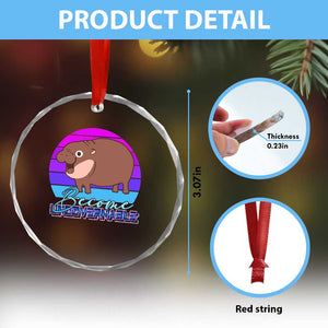 Funny Moo Deng Crystal Glass Ornament Baby Hippo Become Ungovernable TS10 Print Your Wear