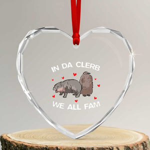 Funny Moo Deng Pesto Penguin Heart Crystal Glass Ornament In Da Clerb We All Fam Hearts TS11 Transparent Glass 3'' Heart Print Your Wear