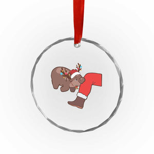 Funny Moo-Deng Xmas Crystal Glass Ornament MooDengMas Xmas Baby Pygmy Hippo Cute Zoo For Family Tee TS10 Print Your Wear