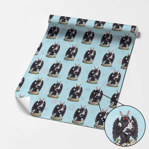 Funny Mothman Bunny Ears Wrapping Paper Roll Point Pleasant Cryptid Lover Gift TS12 Light Blue Print Your Wear