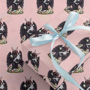 Funny Mothman Bunny Ears Wrapping Paper Roll Point Pleasant Cryptid Lover Gift TS12 Light Pink Print Your Wear