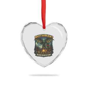 Funny Mothman Cryptid Believer Heart Crystal Glass Ornament Never Heard Of Him TS12 Print Your Wear