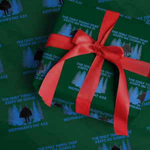 Funny Mothman Fat Ass Wrapping Paper Roll Vintage Cryptid Funny Moth Man Meme TS10 Green Print Your Wear