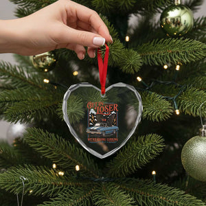 Funny Mothman Heart Crystal Glass Ornament Get In Loser We Are Going Lurking Cryptid Lover