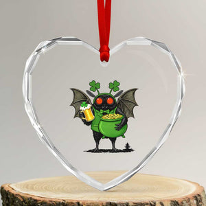 Funny Mothman Heart Crystal Glass Ornament St Patricks Day Cryptid Gift TS12 Transparent Glass 3'' Heart Print Your Wear