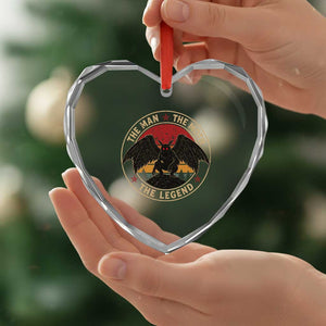 Funny Mothman The Man The Moth The Legend Heart Crystal Glass Ornament Retro Folklore Creepy Cryptid