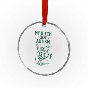 Funny My Bitch Got Autism Meme Crystal Glass Ornament Autistic Frog TS11 Print Your Wear
