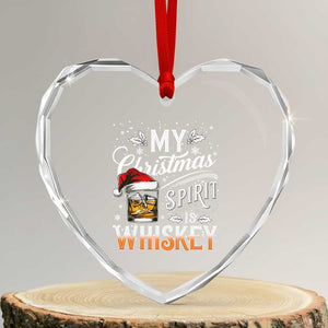 Funny My Christmas Spirit Is Whiskey Heart Crystal Glass Ornament Holiday Drinking Festive Spirit TS02 Transparent Glass 3'' Heart Print Your Wear