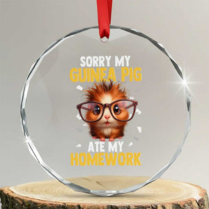 Funny My Guinea Pig Ate My Homework Crystal Glass Ornament Gift For Rodent Lovers TS12 Transparent Glass 3'' Circle Print Your Wear