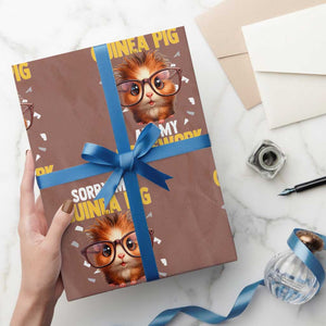 Funny My Guinea Pig Ate My Homework Wrapping Paper Roll Gift For Rodent Lovers TS12 Mocha Print Your Wear