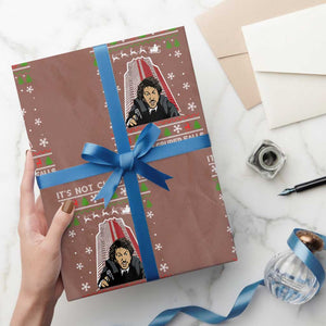 Funny Nakatomi Plaza Wrapping Paper Roll It's Not Xmas Until Hans Gruber Falls TS02 Mocha Print Your Wear