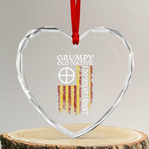 Funny Native American Heart Crystal Glass Ornament Grumpy Old Native I Do What I Want American Flag