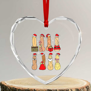 Funny Naughty Christmas Dirty Santa Hat Xmas Adult Humor Heart Crystal Glass Ornament TS11 Transparent Glass 3'' Heart Print Your Wear