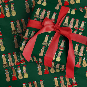 Funny Naughty Christmas Dirty Santa Hat Xmas Adult Humor Wrapping Paper Roll TS11 Green Print Your Wear